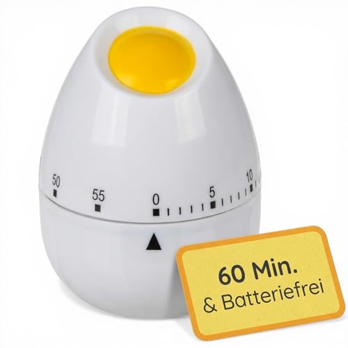 MIJOMA Kökstimer i äggform | 60 minuter kortvarig väckarklocka | plast | äggur ägg | nedräkningstimer | Praktisk timer för ditt kök (Ei med prickar)