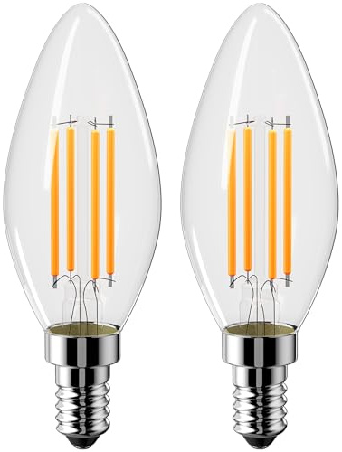 Vanke E14 LED Light Bulb, 4W (40W Equivalent), Warm White 2700K, 2-Pack | D Energy Class, 600 Lumen, SES Small Edison Screw Bulbs, Non-Dimmable, No Flicker, 35x97mm