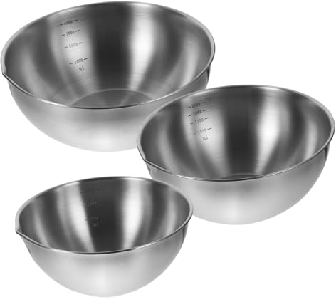 PHENOFICE 3pezzi Ciotole Da Cucina Acciaio Inossidabile Di Ciotole Per Insalata Ramen e Preparazioni Versatili e Facili Da Usare Per Mixare Pasta e Ingredienti