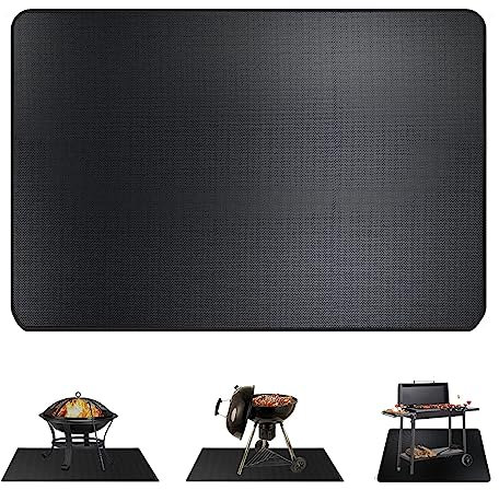 WishesMar Tappetino per Bracieri da Giardino Grande Tappetino Lgnifugo Rettangolo Tappeto Ignifugo per Terrazza, Prato, Barbecue Esterno Campeggio, Pavimento del Patio - Dimensioni 122 * 76CM