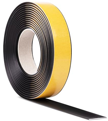 Quest Övergångsprofil självhäftande, 5 m PVC-golvlist, övergångslist, övergångsskena utan borrning, täcklist för kakel, trä, laminat (svart, 50 mm)