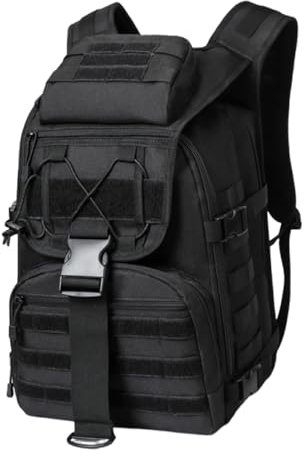 CINGHI LUSSO Militär Rucksack Herren 35 Liter Outdoor Wasserdicht Taktischer Wanderrucksack Survival Bundeswehr Backpack für Camping, Reisen und Wandern (Schwarz)