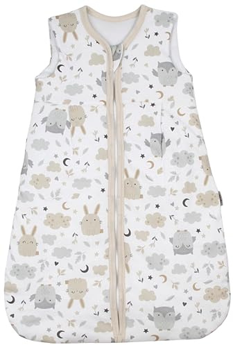 TupTam Schlafsack Baby 2.5 TOG – Atmungsaktiver Winterschlafsack für Kinder, OEKO-TEX zertifiziert, Farbe: Hase/Eule, Größe: 80-86