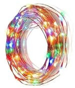 Glowster Guirlande lumineuse LED en fil de cuivre RGBY de 2 m, alimentée par une pile bouton, idéale pour décorer et créer une ambiance d'intérieur.