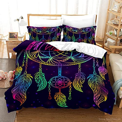 CHCHNXY Bettwäsche 135x200,Farbe Traumfänger Flauschige Weich Microfaser Bettbezug Mit Reißverschluss,Für Kinder Jungen Mädchen Junge Bettwäsche-Sets(1*Kissenbezug 80x80cm