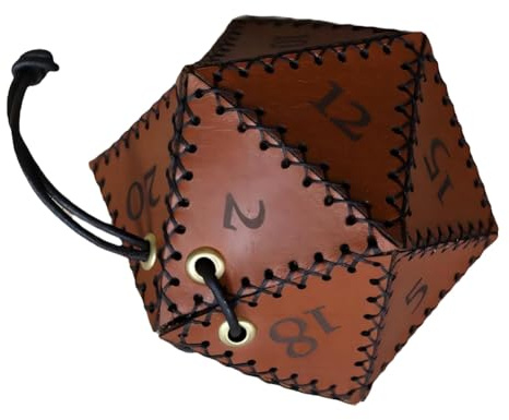 Sessleger D20 Würfeltasche aus PU-Leder, Polyedrische Würfeltasche für DND-Würfeltasche,