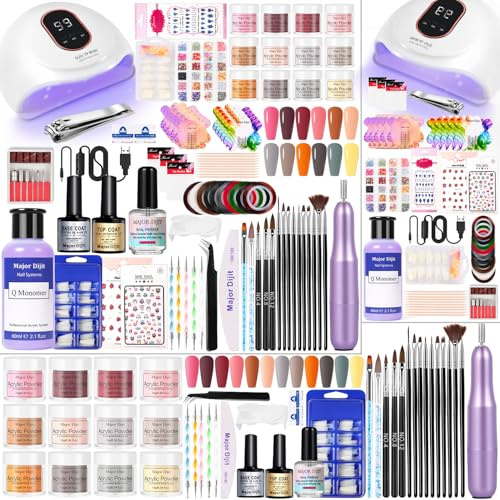 DouborQ Kit d'ongles en acrylique avec perceuse à ongles électrique U V Lampe à ongles Outils de démarrage Kit de démarrage en acrylique Nail Art Fournitures pour débutants avec tout (-28)