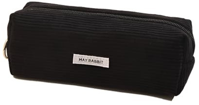 BFUZXY Mäppchen Aesthetic,Federmäppchen Mädchen,Cord-Stoff Pencil Case Aesthetic,Federtasche Erwachsene,Stifte Haves Study Must Schlamppermäppchen Etui Schule,Schulsachen für Kinder Teenage (Schwarz)