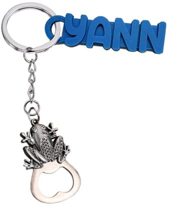 Porte-Clés Original, Porte Clef Décapsuleur, Animaux, Plusieurs Modèles au Choix, Personnalisable, avec ou sans Prénom, Porte-Clef pour Homme et Femme, Bijou de sac (Grenouille avec Prénom)