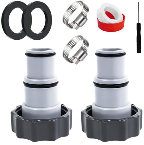 2 Stück Poolschlauch Adapter mit Innengewinde, Pool Adapter A für Intex Pool, Poolschlauch Adapter Set, Ersatz-schlauchadapter für Pumpen, 32-38 mm Poolschlauch Adapter mit Innengewinde