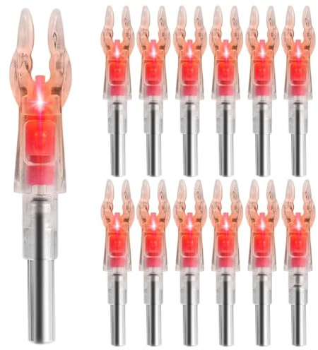 BRCUAT 12 Encoches Lumineuses pour Flèches avec Diamètre Intérieur de 0,204, Encoches Lumineuses Haute Visibilité, Encoches de Flèches Lumineuses Rouges