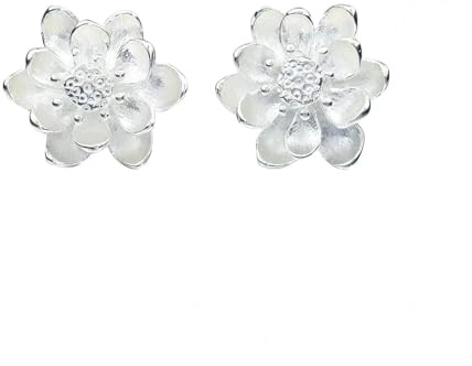 Hugetomato Boucles d'oreilles lotus en argent 925 – Clous minimalistes avec design lotus fin pour femme – Boucles d'oreilles hypoallergéniques en argent sterling – Cadeau intemporel pour la fête des