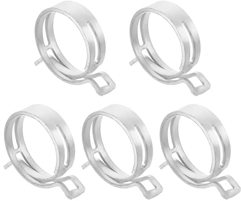 Sourcingmap 5Pcs Spring Band Type Action Fuel/Silicone Vacuum Hose Pipe Clamp, 42mm Low-Pressure Air Spring Hose Clip Clamp for Automotive Oil Pipe Water Pipe, Silver