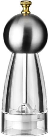 Macinapepe, Macinapepe in acrilico, macinapepe manuale con testa rotonda, macinapepe da cucina con nucleo in ceramica(6 Inch Stainless Steel Head)
