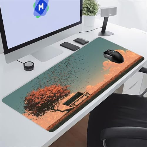 Chaise d'arbre de Paysage Tapis de Souris XXL 1500x800x3 mm Grand Tapis de Souris Gaming, Base en Caoutchouc antidérapante,Extended Clavier Mousepad pour Maison/Bureau/Gamer