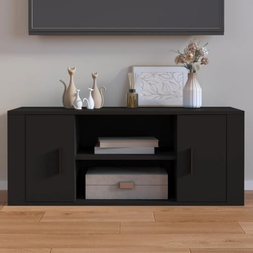 BOWEKAM Möbel, Unterhaltungszentren und TV-Ständer, TV-Schrank, Schwarz, 100 x 35 x 40 cm, Holzwerkstoff