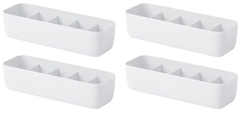 DIYEAH Lot De 2 Organisateur De Tiroir BoîTe De Rangement | Pp Robuste, 5 Compartiments, SéParateurs Solides, Lot De 2, Blanc ÉLéGant