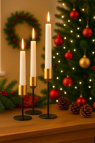 Kerzenständer Set 3 Stück Metall, Hoch 9/14/16cm | Vintage Kerzen Ständer für Abendessen Hochzeit Haus Tischdeko Kamindekoration Kerzenschein