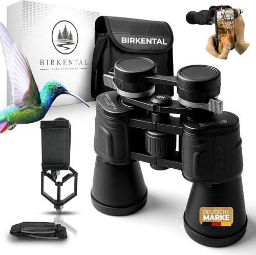 Birkental Fernglas 10x50 - Augen individuell einstellbar – HD Feldstecher, BAK4 Prisma & FMC Objektiv - brillenträgergeeignet – großes Sichtfeld & klare Abbildung für Erwachsene (Schwarz)