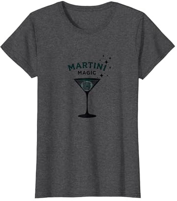 Martini Magic: Enchanting Cocktail Sparkle T-Shirt, Women, Dark Heather Grey, XS