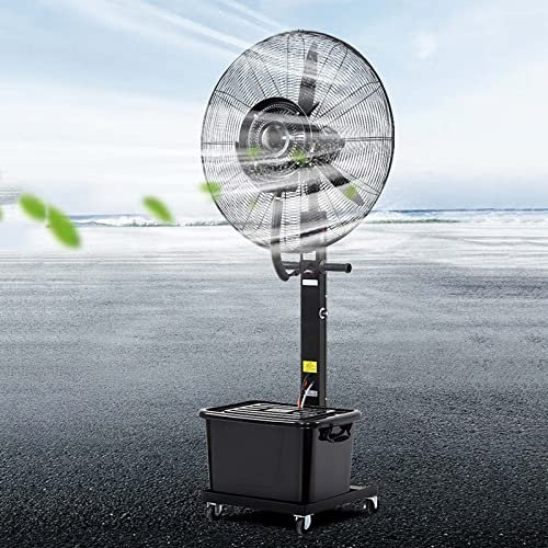 30 Oscillating Misting Fan - High Velocity Outdoor Pedestal Fan for Patio Cooling - Powerful 380W Black Standing Mister for Summer Heat Relief