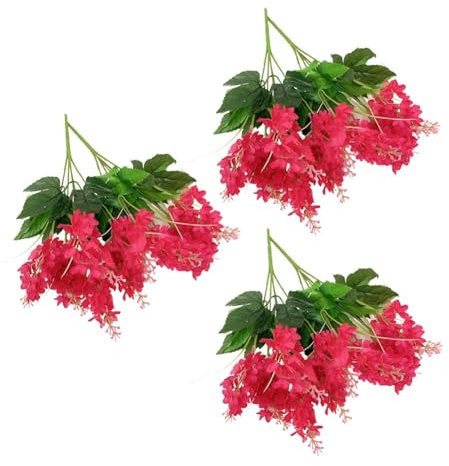 FUANA Vibrant Red Artificial Hyacinth Flowers for Home & Wedding Decor - 5pcs