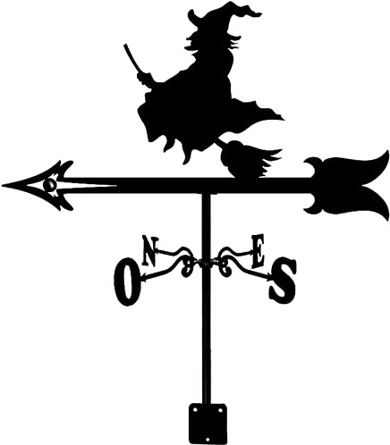 WLLXTK Weathervane Weather Vane Measuring Tool Witch Blacksmith Cat and Mouse Weathercock Wind Direction Indicator with Coating for Garden Yard Decoration