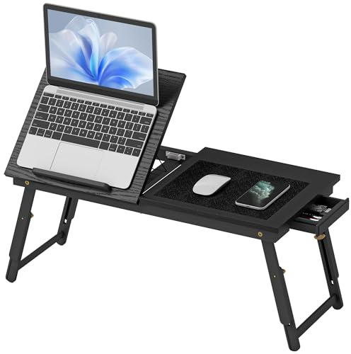 HOMCOM Table de Lit Pliable et Réglable 83,5l x 33P x 23,5-34H cm Noir