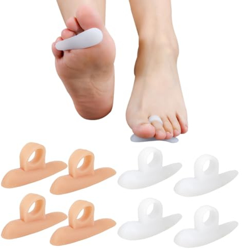 YAZWUR 4 Paia Cuscinetti per Dita a Martello, Correttori per Dita a Martello, Divaricatori in Silicone, Correttore Ondulato, per Ridurre Dolore e Attrito, per Donna e Uomo (Bianco, Color Pelle)