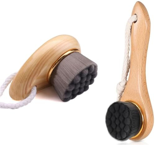 Gesichtsreinigungsbürste, Gesichtsbürste aus natürlicher Bambuskohlefaser, ultraweich, Massagebürste für Gesichtsmassage und Reinigung der Haut, 2 Stück
