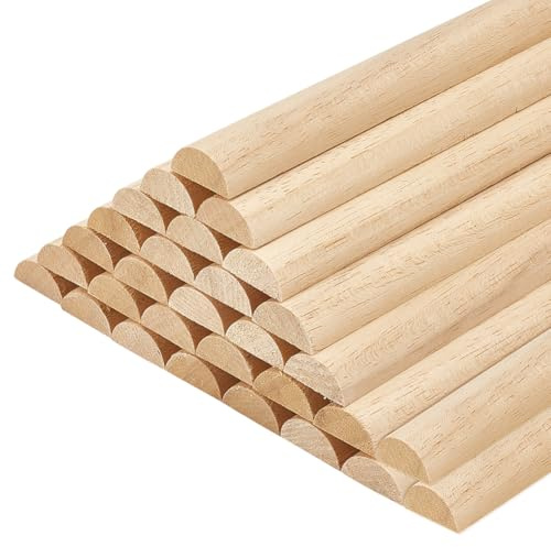 OLYCRAFT 30 piezas de 30 cm de bastones de madera semicirculares 19.5x9 mm, bastones de madera sin refinar, bastones de madera semicirculares para entrelazar tapices, artesanía, bricolaje, modelismo