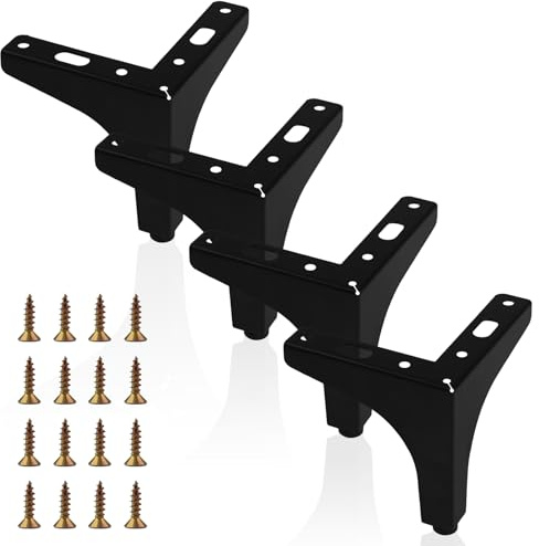 SJUNJIE 4 Piezas Patas Mueble 10cm Triangulares Patas Sofa Perforadas Soportes Pés para Moveis Negro Pata Mesa para Muebles de Mesa Gabinete Sofá Armario Mueble de TV Cajones