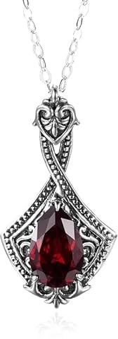 Pendentif en Grenat pour Femmes, Collier en Argent Sterling 925 véritable, Bijoux de Mariage