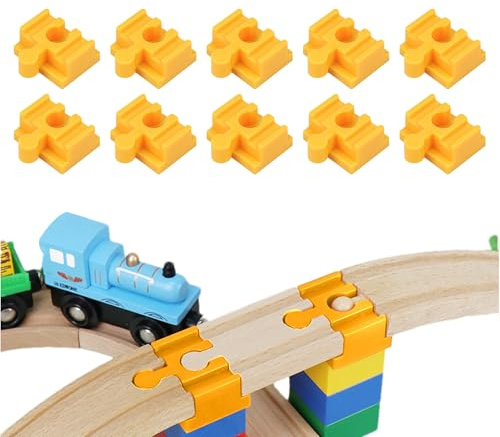 Järnvägsskenkontakter av trä – PP 4 x 3,2 x 1,9 cm | Tåg spårning | Bärbart järnvägsskensanslutningsset av trä för barntåg, byggstenar och pedagogiskt spel