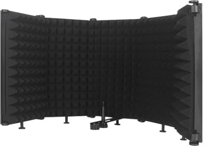 Hobngmuc 5-Sided Microphone Isolation Shield, 5-Layer Acoustic Foam For Studio Recording & Live Streaming, Reduces Room Noise & Plosives, 18x17x29cm