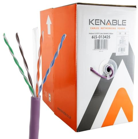 kenable Low Smoke CAT6 Gigabit Ethernet Cable LSZH U/UTP Solid Copper Network Cable Reel Indoor Violet Purple 305m