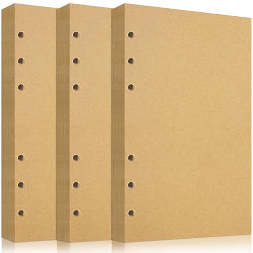 240 Blatt A5 Kraftpapier Nachfüllpapier, Blanko Papier | 6 Löcher A5 Nachfüllbare Refill Paper Nachfülleinlagen für Notizbuch, Ringbucheinlagen, Tagebuch und Skizze