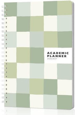 S&O 2026-2027 Academic Planner – Student Planner for August 2026 to July 2027 – Weekly & Monthly Layout – Sturdy Cover & Stickers – Checker Design – 5.5” x 8.5”
