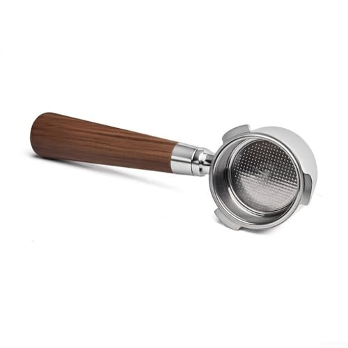 Espresso Portafiltro 51 mm sin fondo con orificios de 5,5 mm para Dedica EC680/EC685/EC885, para smeg ECF01/ECF02, para cecotec Cafelizzia 790/890, mango de palisandro