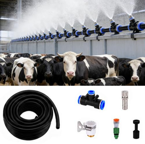 Sistema de Riego por Goteo Ganado/Cerdos/Pollos Equipos de Refrigeración para Granjas, Sistema Automático de Nebulización, Kit de Aspersores para El Riego de Vallas