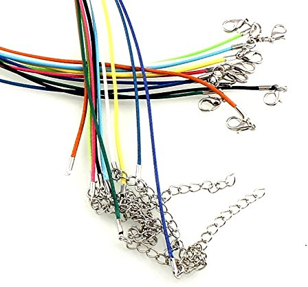 Perlin Halsband Halskette Schmuckband 30Stk. Kette mit Karabinerverschluss und Verlängerungskette Band Wachs Halsketten für DIY Schmuck Herstellung C28 x3