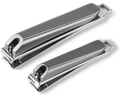 H&S Edelstahl Nagelknipser - 2er Set in Groß und Klein - Nagelzwicker für Fingernägel & Fußnägel mit Etui zur einfachen Aufbewahrung - Fingernägel Zwicker Schlüssel - Nagelschere - Nagelknipse