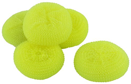 Sourcingmap Kunststoff Küche Gericht Topf Mesh Topfreiniger Reinigung Scrubber 5 x Hellgelb