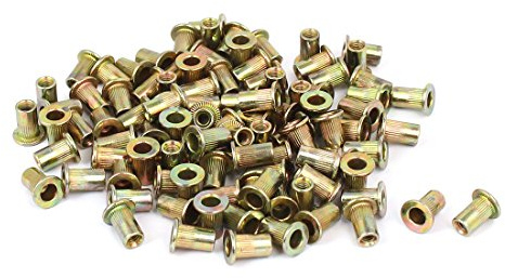 Aexit Metal Countersunk Nails, Screws & Fasteners Flat Head Knurled Rivet Nut Insert Nut & Bolt Sets M3x9mm 100pcs