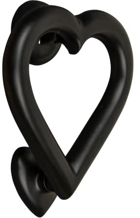 Love Heart Door Knocker for Front Door | Polished Solid Brass Knockers with Strike Plate | UPVC | Love Heart Front Door Furniture with a Unique Design (Black)
