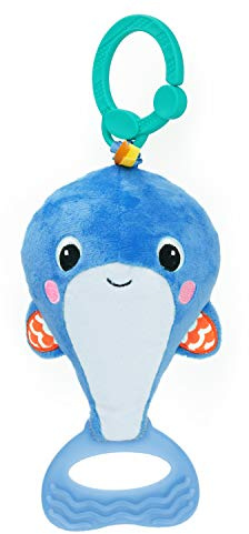 Bright Starts 12505 Whale-a-roo, Whal Spielzeug mit Vibrationen, Klängen und Knitterstoffen, lässt Sich einfach am Kinderwagen befestigen, perfekt für unterwegs, blau, 210 g