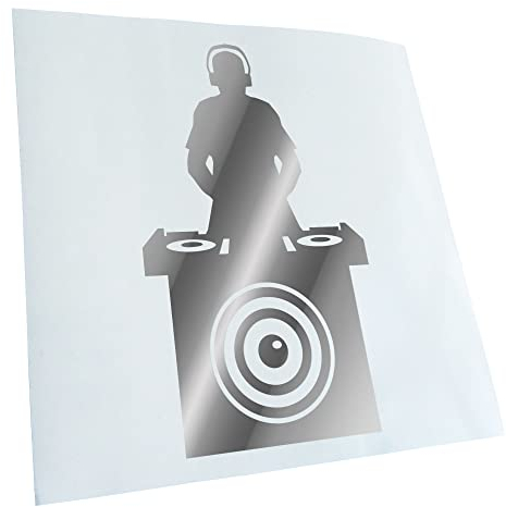 Kiwistar - Autoaufkleber - DJ Music Bass Disc Jockey - chrom - 50x29cm - Heckscheibe Auto Aufkleber wetterfest für Kfz LKW Mofa Truck - Sticker außen selbstklebend Tuning Zubehör für Fenster Fahrzeug