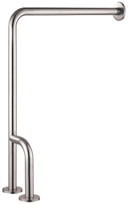 Shower Handicap Grab Bars for Bathroom Wall, Curved Stainless Steel Toilet Grab Bar Toilet with Legs,Wall Mounted Floor-Standing Safety Handrail, Support Handle for Seniors Disabled, 55×70cm Right