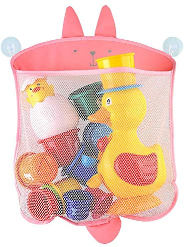 LICHENGTAI Badewannenspielzeug Aufbewahrung Badespielzeug Netz, Baby-Spielzeug-Organizer, Badezimmer-Hänge-Netz-Taschen-Halter für Babywannen-Spielzeug, Pink