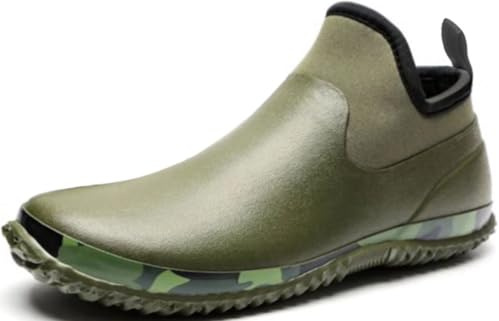 GILKUO Gummistiefel Herren Kurz Gummistiefeletten Regenstiefel Halbhoch Kurzschaft Regenschuhe Wasserdicht Regenstiefeletten Gummi Stiefel Grün 44